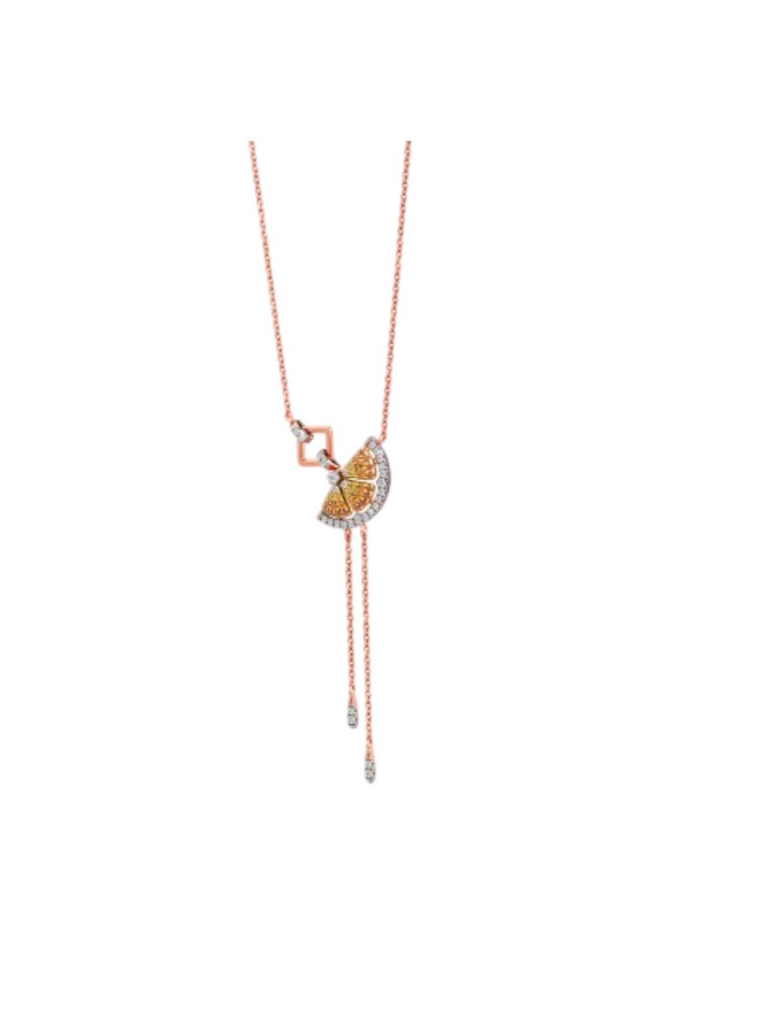 Stylish Half Cut Orange Design In 925 Sterling Silver Gold Plated Pendant With Chain For Women By Kesardeep